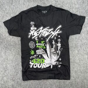 Stiiizy Shirt Mens Small High Society 420 Tour Graphic Black Streetwear LA